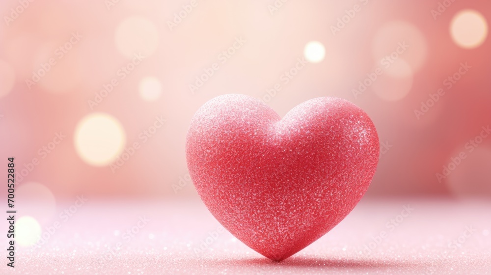 Pink Heart shapes on abstract light glitter background in love concept for valentine's day
