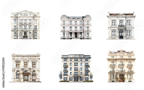 Building front view. Watercolor illustration hand paint style isolated.  Perfect for design decoration.