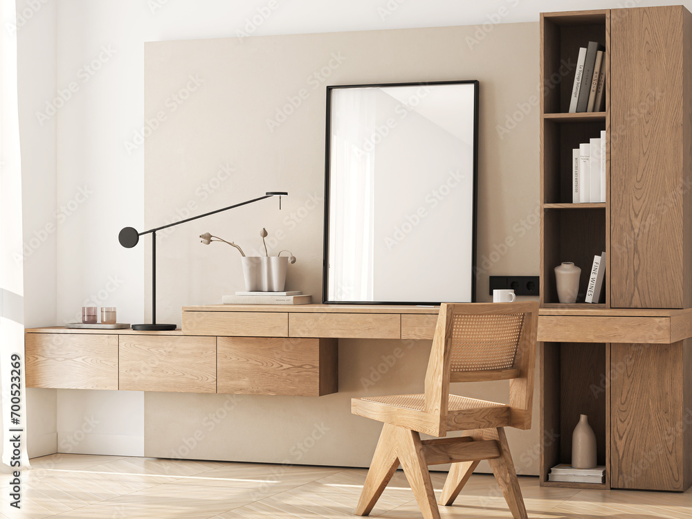 Frame mockup, ISO A paper size. Home Office wall poster mockup