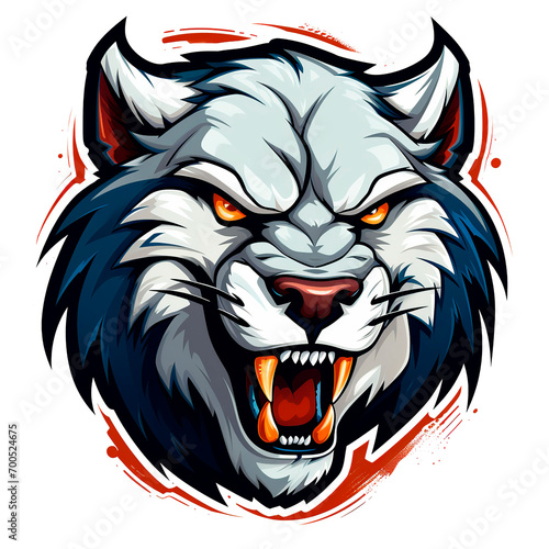 Wallpaper Mural Cartoon drawing of tiger head with red fangs on transparent background in PNG Torontodigital.ca