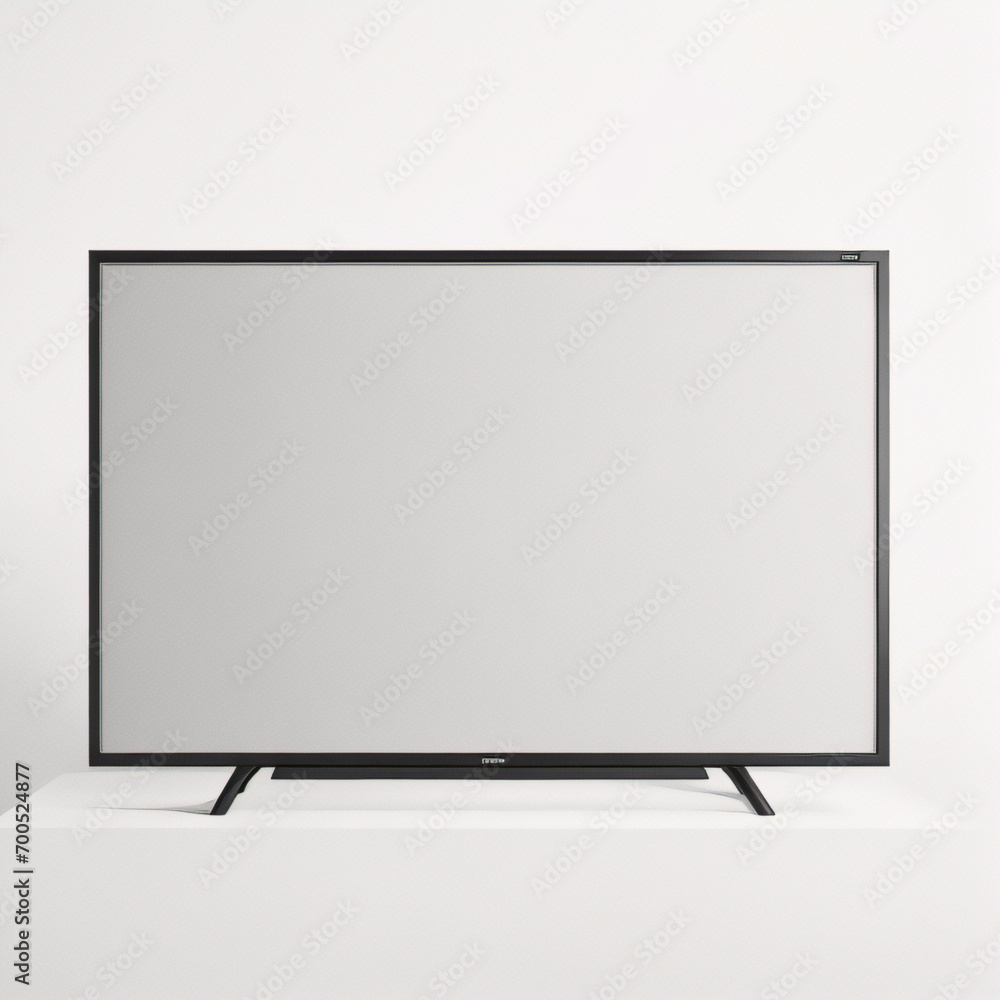 Flache Designillustration eines Monitors für Computer oder Fernseher. Schwarzer Rahmen mit leerem weißen Bildschirm zum Hinzufügen von Text oder Bild. Isoliert auf weißem Hintergrund, Vektor
