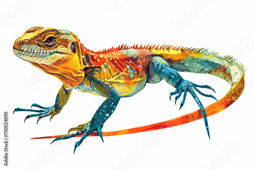 illustration design of a chameleon painting style