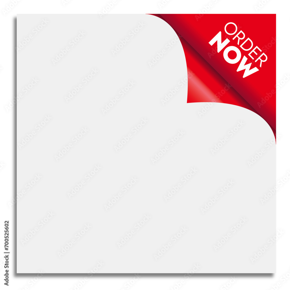 Order Now red corner business ribbon isolated on transpare background.