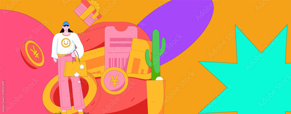 Internet financial management investment flat vector concept operation hand drawn illustration

