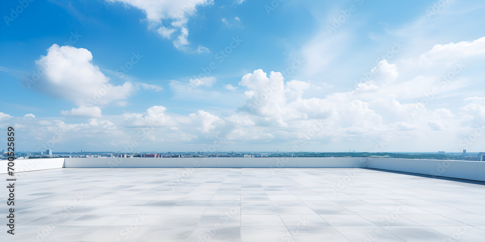 Beautiful Modern Concrete Roof Top Overlooking The City Photo Background
