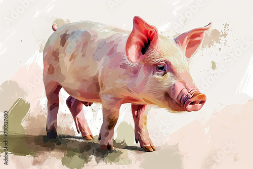 illustration design of a painting style pig photo