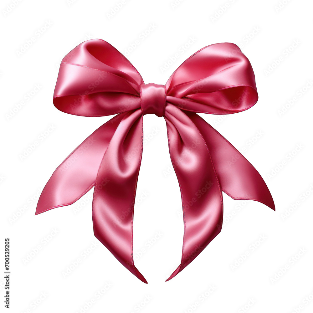 Crossed Silk Ribbons and a Bow Isolated on Transparent or White Background, PNG