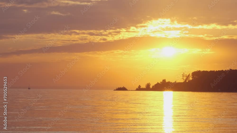 Sea and coast view in the evening at sunset. Beautiful view
