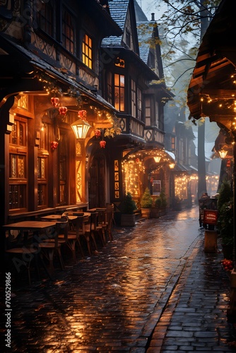 Night street in the old town of Strasbourg, Alsace, France
