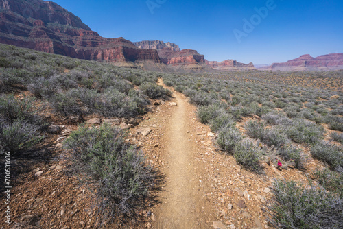 hiking the tonto trail in the grand canyon national park  arizona  usa