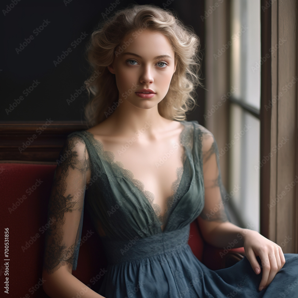 Fototapeta premium High fashion model posing near window