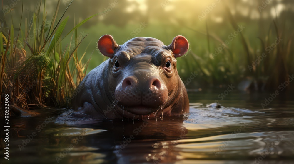 Fototapeta premium hippopotamus in the water