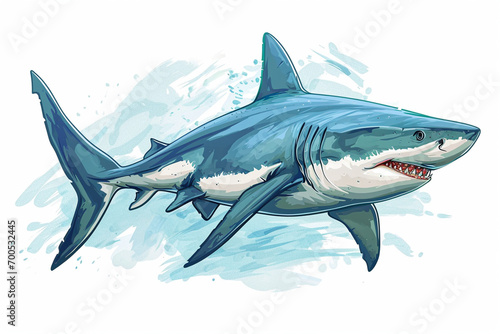 illustration design of a shark in painting style