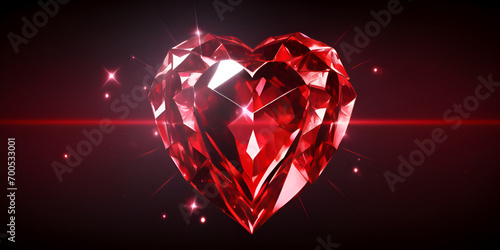 Faceted red crystal. card. invitation. congratulation. Flyer. Valentine Day. wedding. party. February 14th . pink hearts