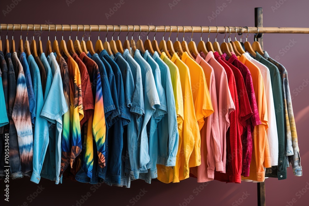 Colorful clothes on a hanger. Ai generative