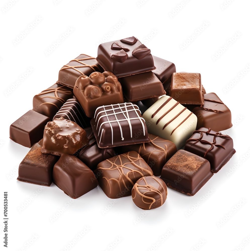 Chocolate candies isolated on white background. Generative AI Chocolate candies isolated on white background. Generative AI