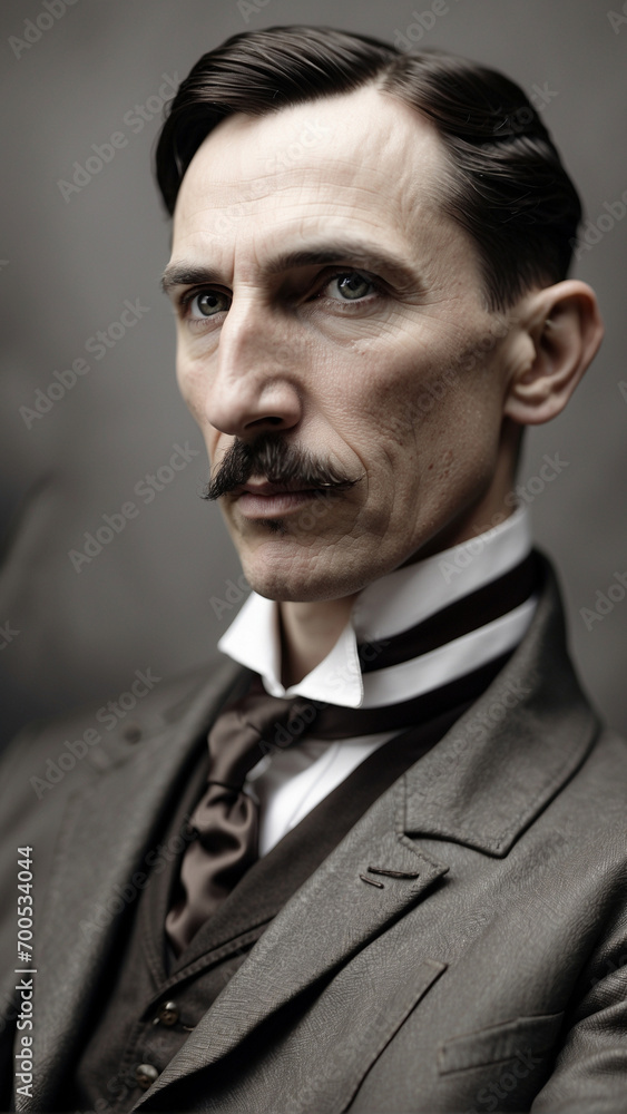 Realistic Portrait of Serbian-American Inventor Nikola Tesla Realistic Portrait of Serbian-American Inventor Nikola Tesla