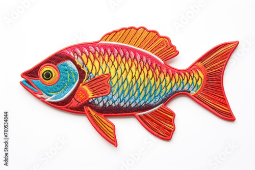 fish embroidered patch on white photo