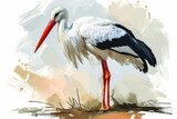 illustration design of a painting style stork