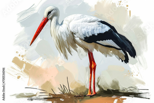 illustration design of a painting style stork photo
