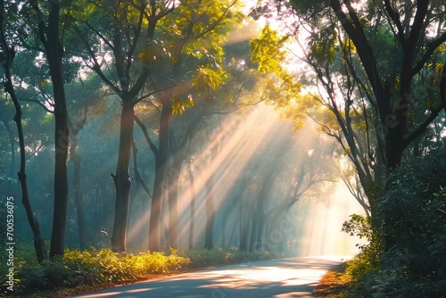 Sunlight through trees. generative ai.