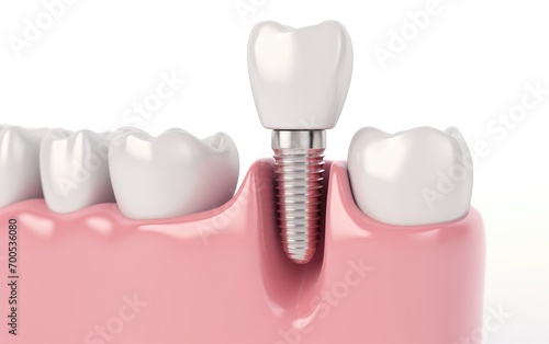 Human teeth and Dental implant,Teeth replacement concept, dentures,