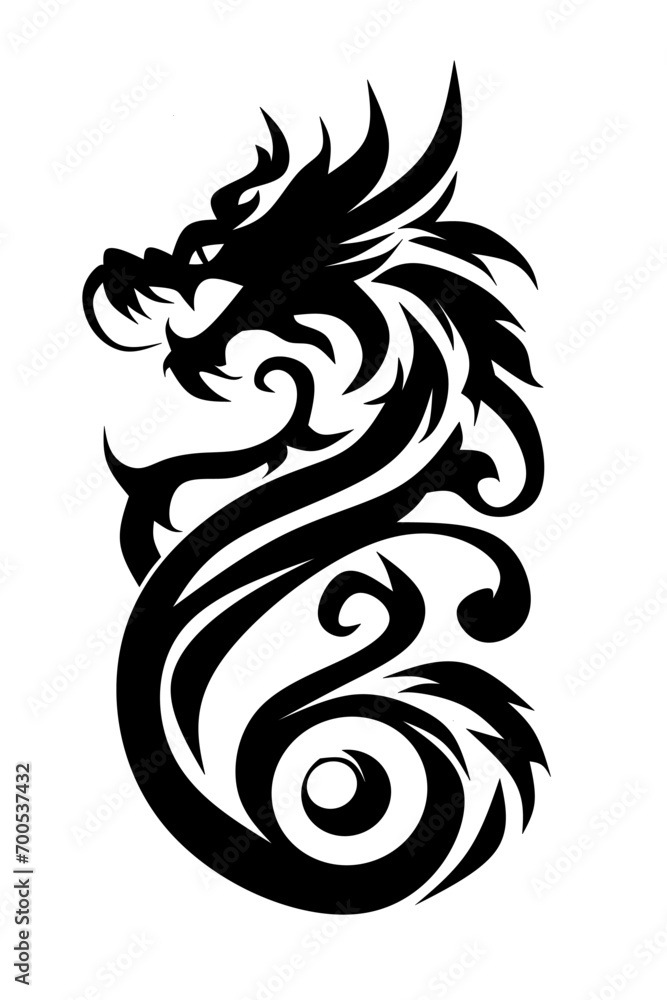 Obraz premium Dragon stencil illustrations, or dragon tribal art are suitable for design elements, prints and tattoos