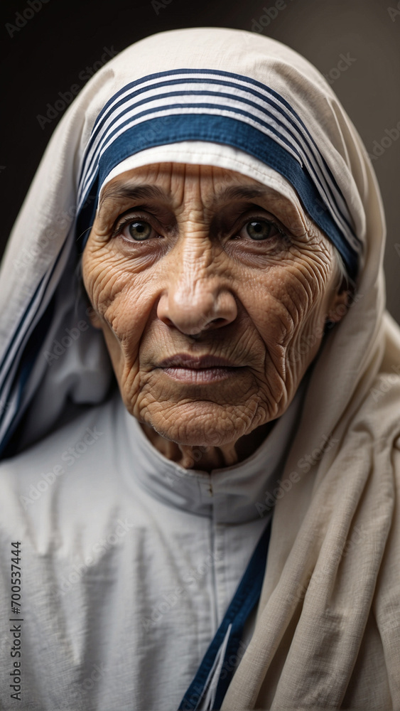 Realistic Portrait of Catholic nun Mother Teresa