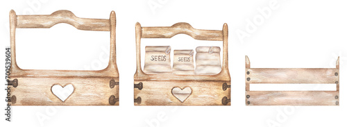 Wallpaper Mural Watercolor hand drawing wooden boxes illustration set. Torontodigital.ca