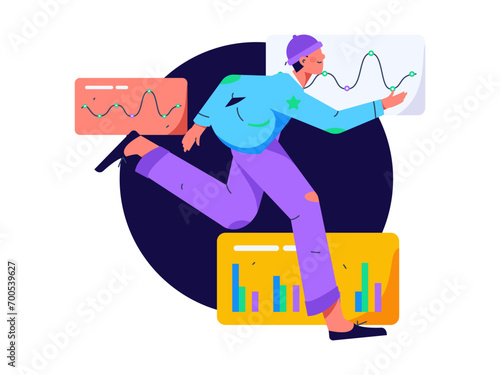 People exercising healthy running vector internet operation illustration
