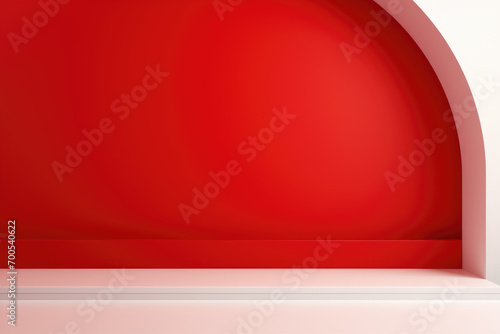 white stage on red background for product showcase photography