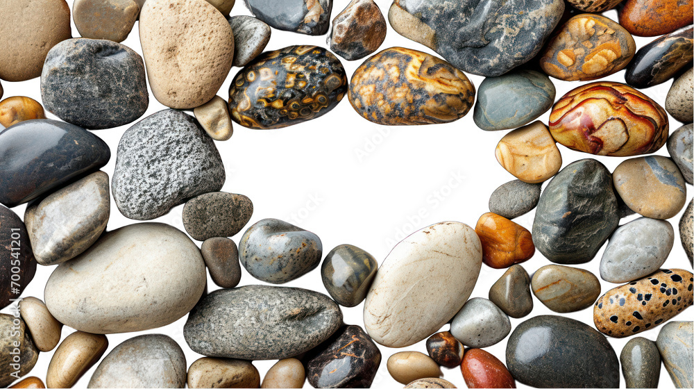 Pebbles Edge Border Pattern Design Isolated on Transparent or White Background, PNG
