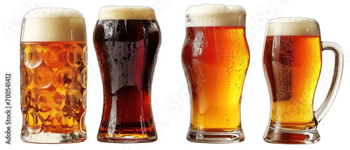 Set of 3 Different Specialty Craft Beers Isolated on Transparent or White Background, PNG