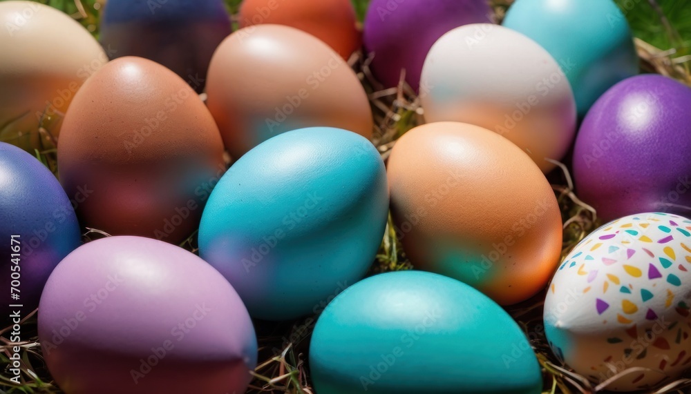  a bunch of different colored eggs in a pile on the grass with one egg in the middle of the group and one egg in the middle of the group of the group.