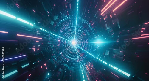 A tunnel of glowing lines receding into the distance. The concept of speed and connection.