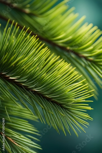 Highlight the details of pine needles  showcasing their arrangement and the texture of the tree branch  background image  generative AI