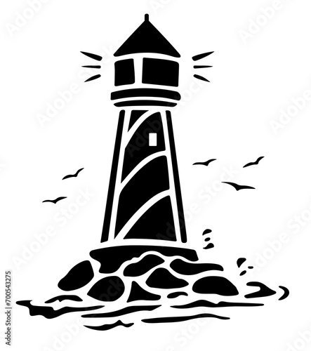 Light house by the sea with a white background