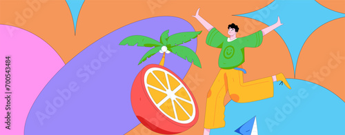People exercising healthy running vector internet operation illustration
