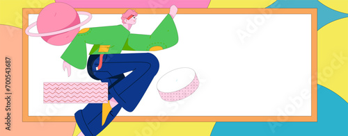 People exercising healthy running vector internet operation illustration
