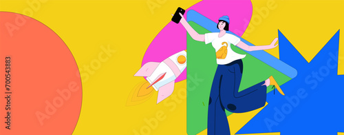 People exercising healthy running vector internet operation illustration
