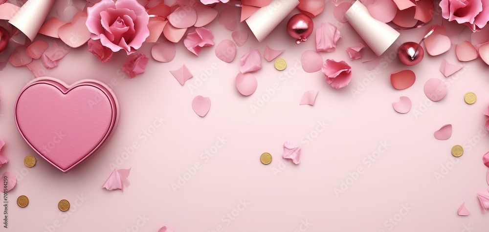 Happy Valentines Day red rose flower heart background