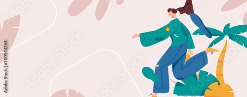 People exercising healthy running vector internet operation illustration

