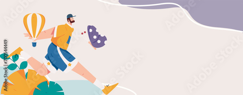 People exercising healthy running vector internet operation illustration
