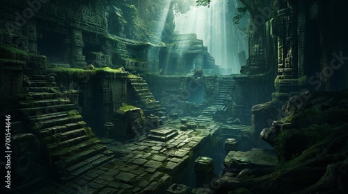the mysterious Mayan underworld, known as Xibalba, in an artistic interpretation.