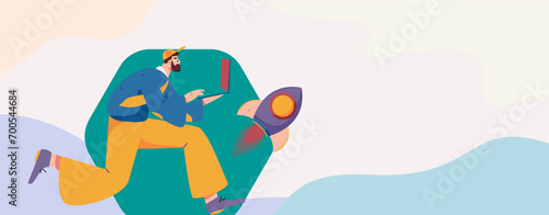 People exercising healthy running vector internet operation illustration
