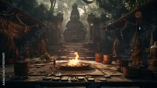 the recreation of a Mayan religious ceremony, complete with incense and rituals.