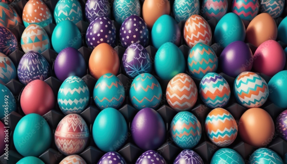 a bunch of colorful easter eggs in an egg carton with a pattern on one side and a chevron pattern on the other side of the egg carton. a bunch of colorful easter eggs in an egg carton with a pattern on one side and a chevron pattern on the other side of the egg carton.
