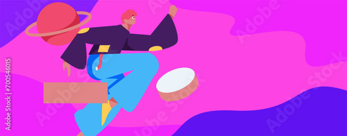 People exercising healthy running vector internet operation illustration
