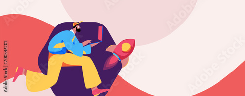 People exercising healthy running vector internet operation illustration
