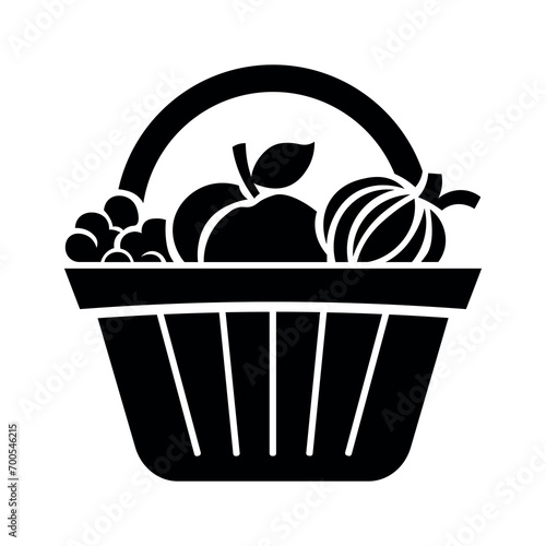 Fruit basket black vector icon on white background